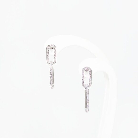 Diamond Double Circlet Earrings - Picture 2 of 7